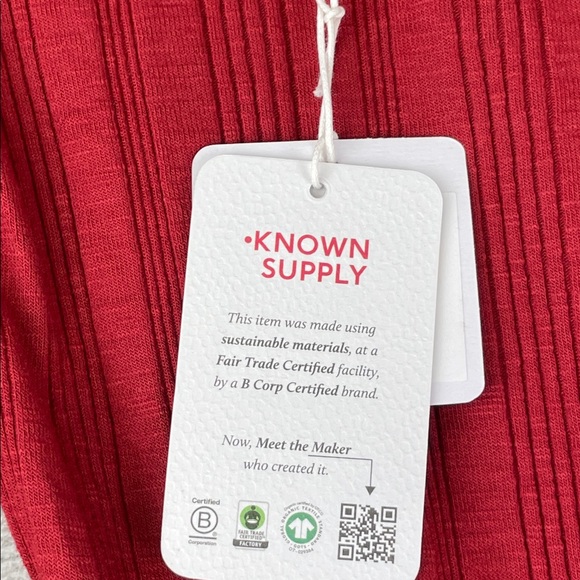 NEW Known Supply S Irene Dress Organic Cotton Elegant Red Long Sleeve Dress - Picture 5 of 14